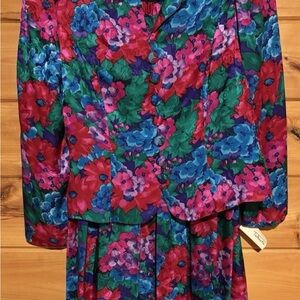Maggy London Silk Garment with Blue and Purple Accents